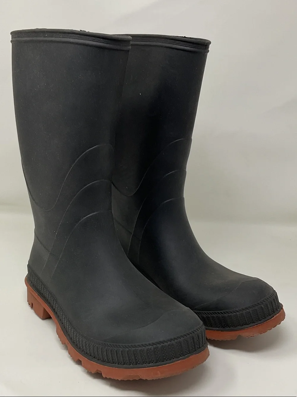 Kids Black Rubber Rain Boots with Brown Outsole Canada Size 3